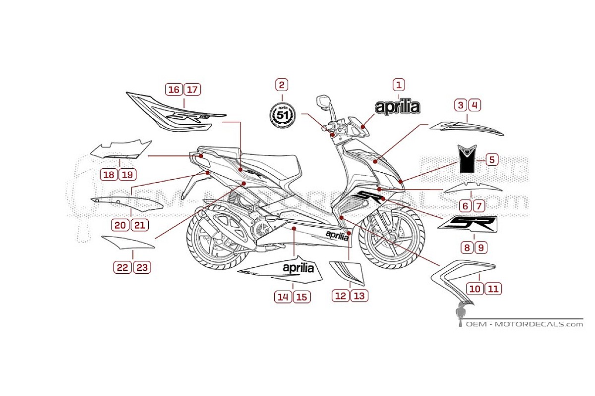 Naklejki do Aprilia SR50 2014 • Aprilia Naklejki OEM