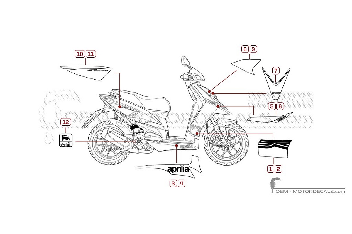 Aufkleber für Aprilia SR MOTARD 50 2012 • Aprilia OEM-Aufkleber