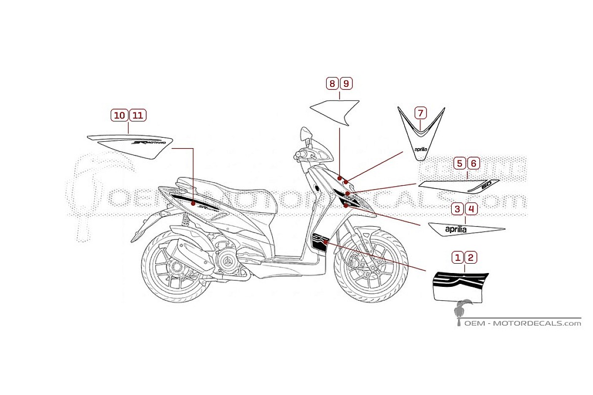 Pegatinas para Aprilia SR MOTARD 50 4T 2019 • Aprilia Pegatinas OEM