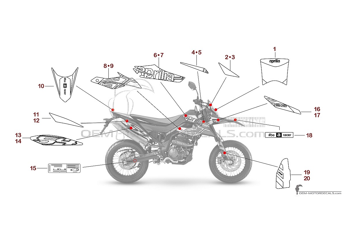 Aufkleber für Aprilia SX125 2022 - Rot • Aprilia OEM-Aufkleber