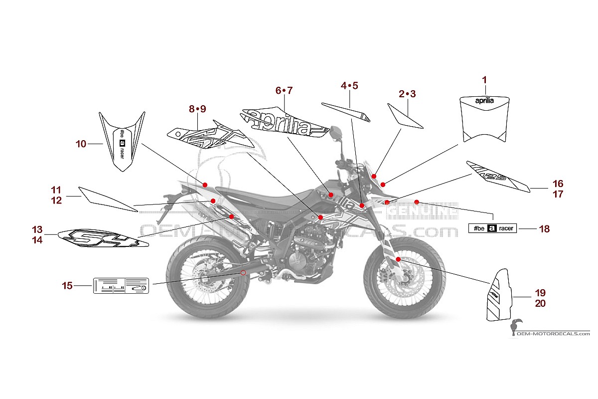 Stickers voor Aprilia SX125 2023 - Wit • Aprilia OEM Stickers