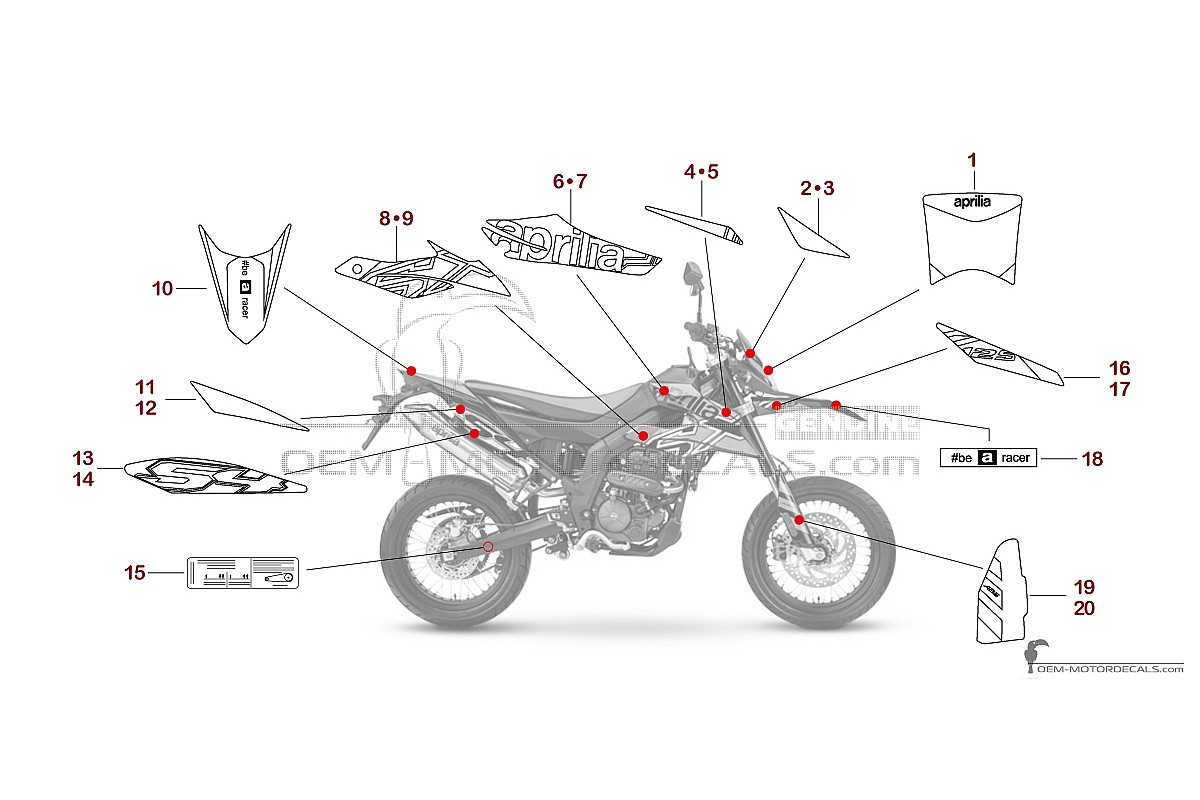 Adesivi per Aprilia SX125 2023 - Giallo • Aprilia Adesivi OEM