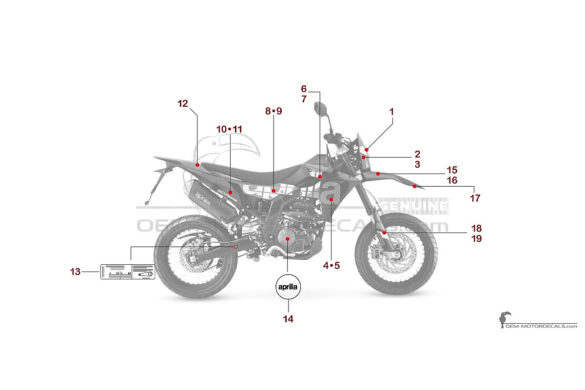 Autocollants pour Aprilia SX125 2025 - Noir • Aprilia Autocollants OEM