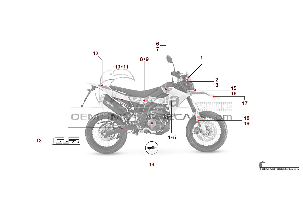 Aufkleber für Aprilia SX125 2025 - Weiss • Aprilia OEM-Aufkleber