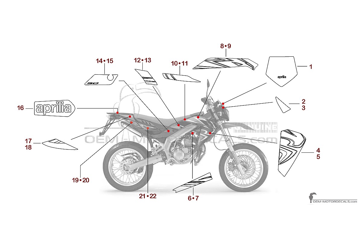 Aufkleber für Aprilia SX50 2009 - Schwarz • Aprilia OEM-Aufkleber