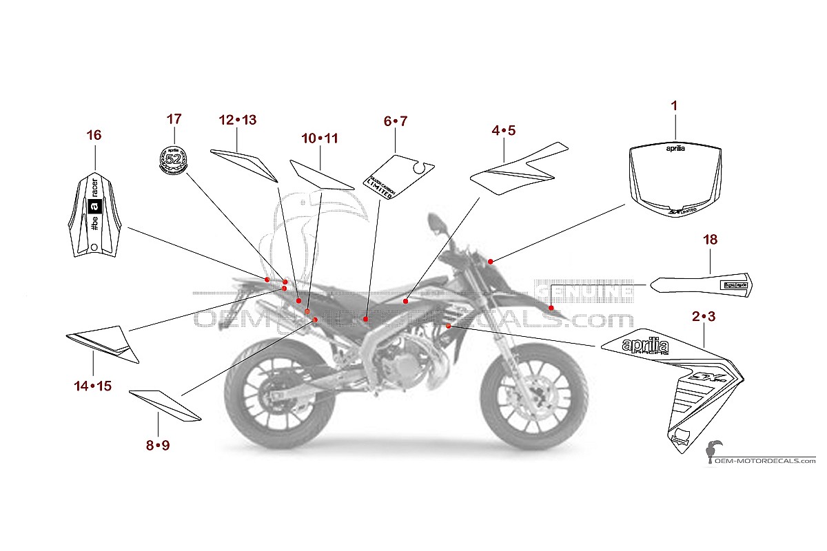 Adesivi per Aprilia SX50 2015 Limited Edition - Argento • Aprilia Adesivi OEM
