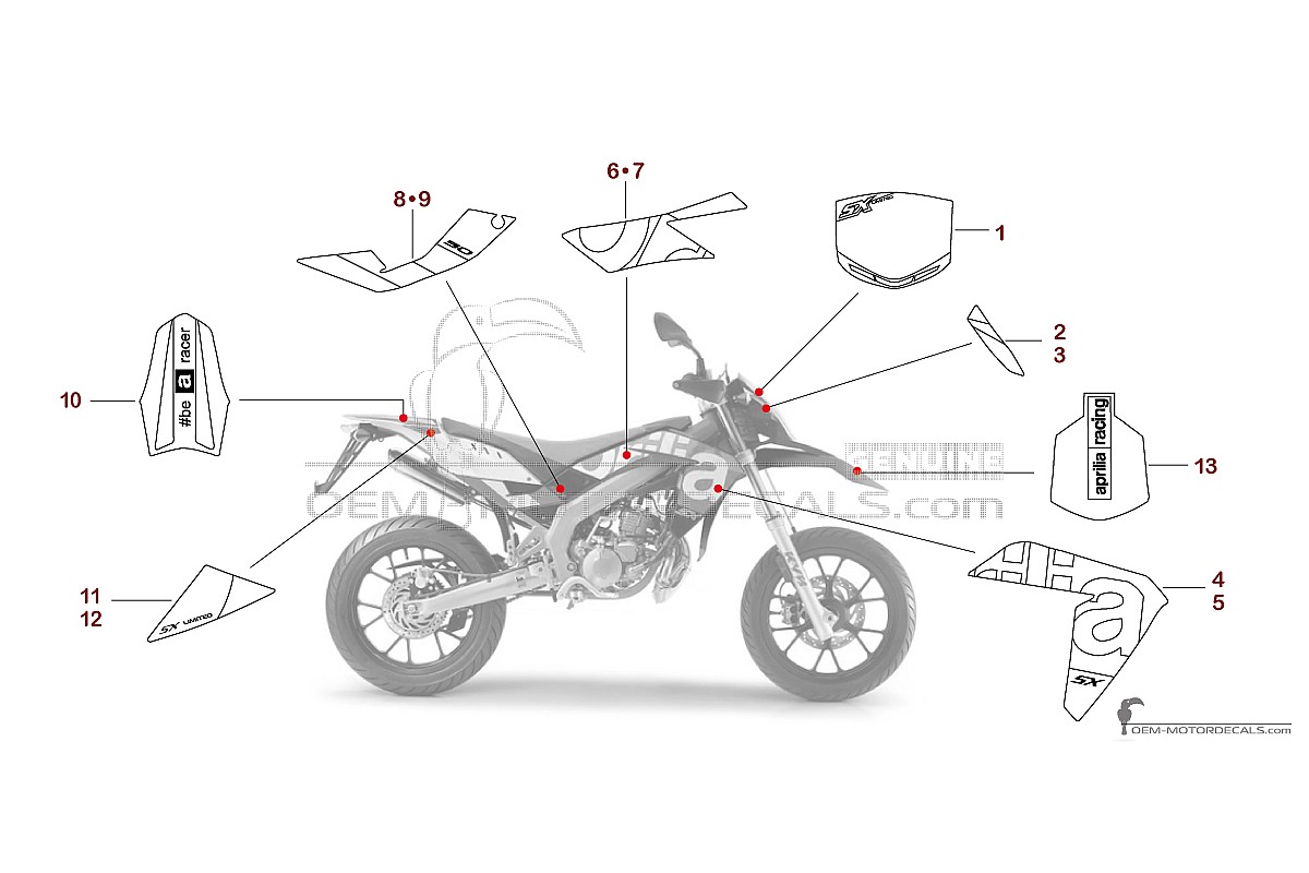 Adesivi per Aprilia SX50 2016 Limited Edition - Nero Rosso • Aprilia Adesivi OEM