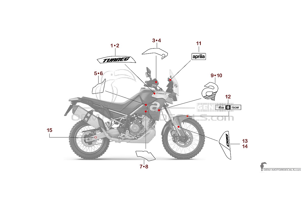 Aufkleber für Aprilia TUAREG 660 2021 - Rot • Aprilia OEM-Aufkleber