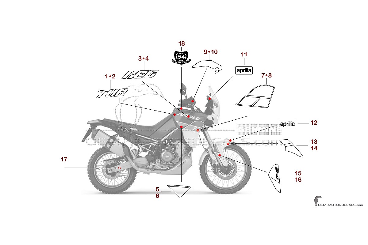 Adesivi per Aprilia TUAREG 660 2022 - Blu • Aprilia Adesivi OEM