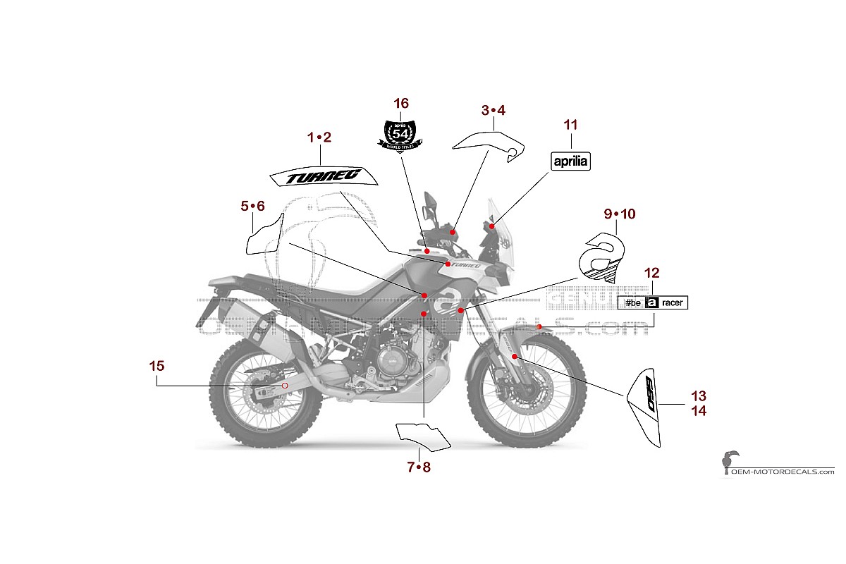 Aufkleber für Aprilia TUAREG 660 2023 - Gelb • Aprilia OEM-Aufkleber