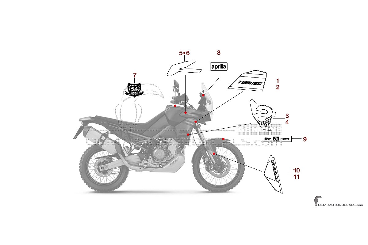 Decals for Aprilia TUAREG 660 2024 - Black • Aprilia OEM Decals
