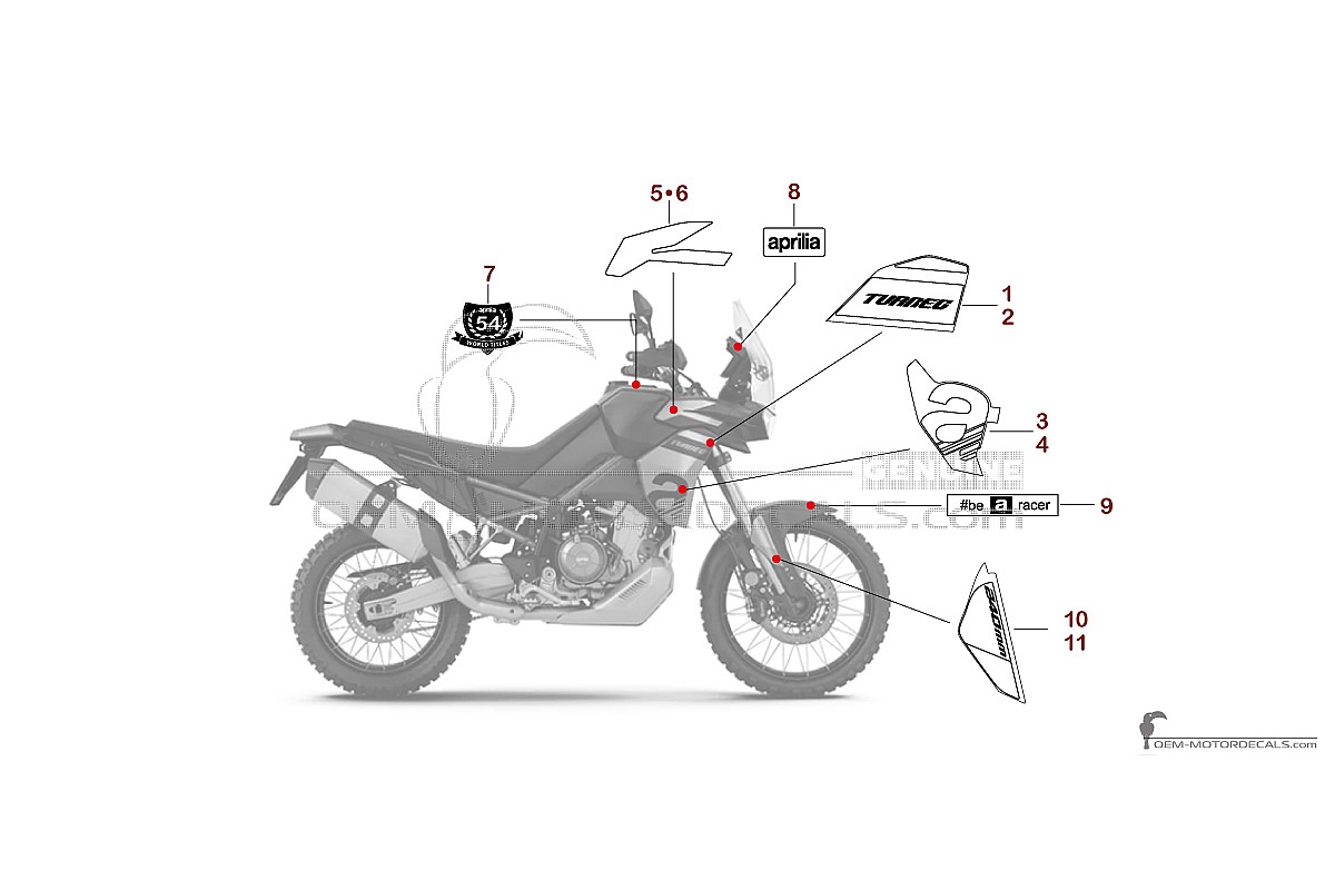 Decals for Aprilia TUAREG 660 2024 - Black Red • Aprilia OEM Decals