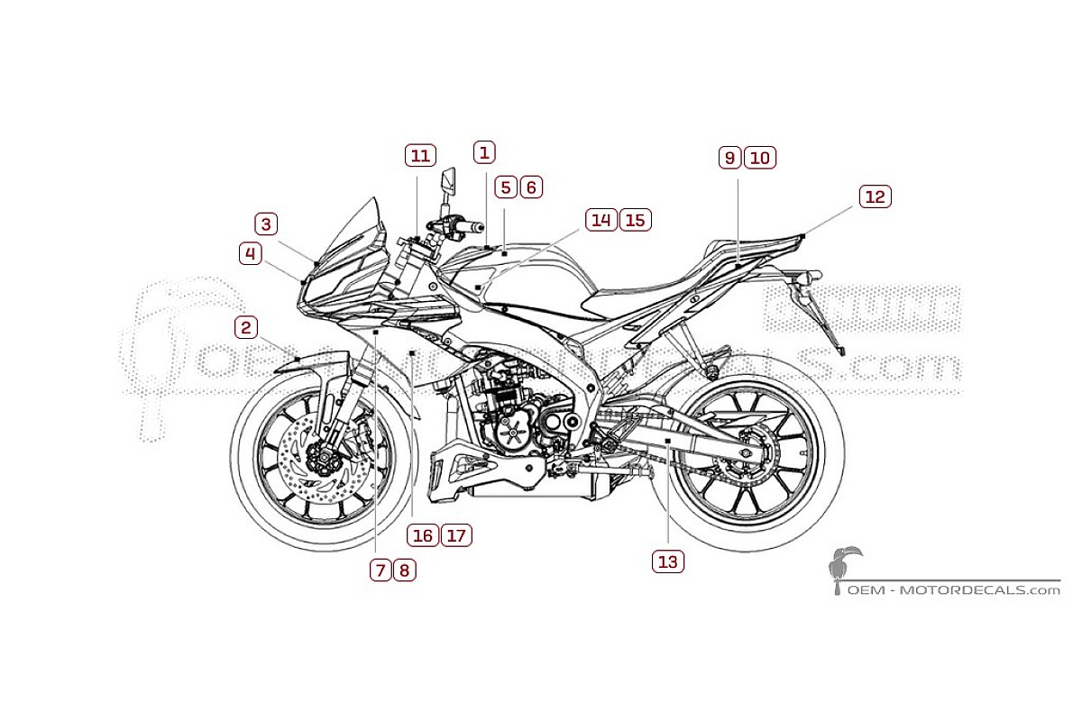 Adesivi per Aprilia TUONO 125 2025 • Aprilia Adesivi OEM