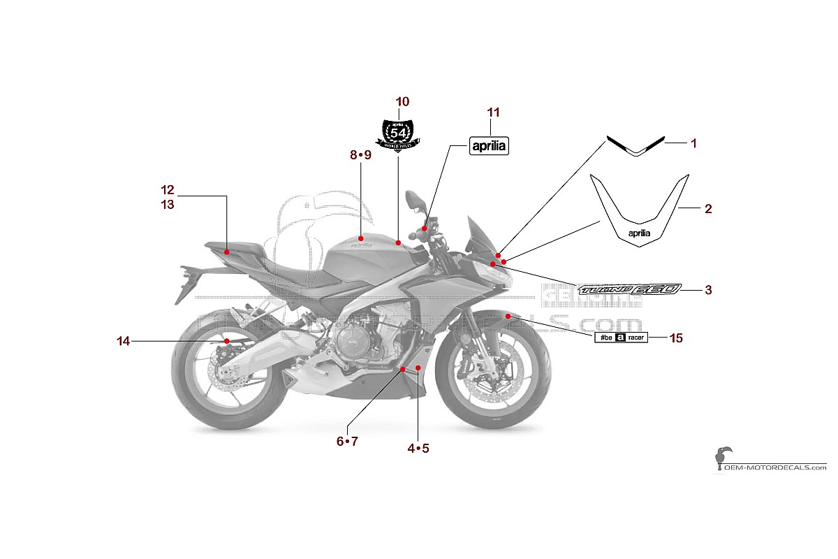 Aufkleber für Aprilia TUONO 660 2022 - Gold • Aprilia OEM-Aufkleber