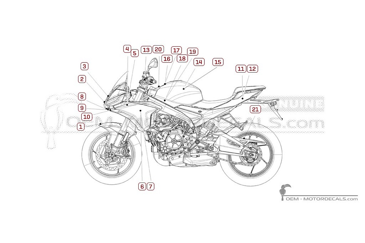 Stickers voor Aprilia TUONO 660 2025 • Aprilia OEM Stickers