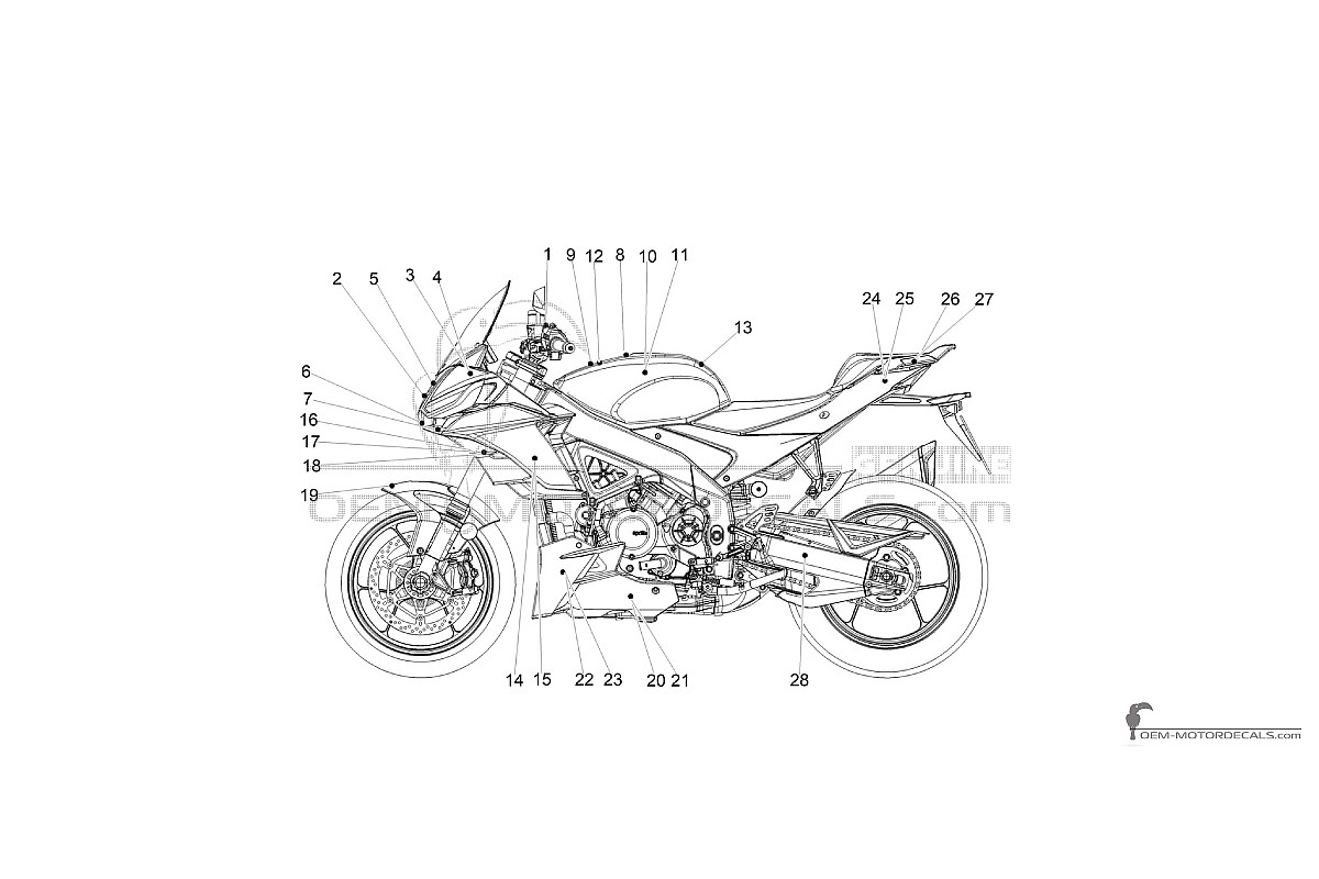 Decals for Aprilia TUONO V4 1100 FACTORY 2024 - Black • Aprilia OEM Decals