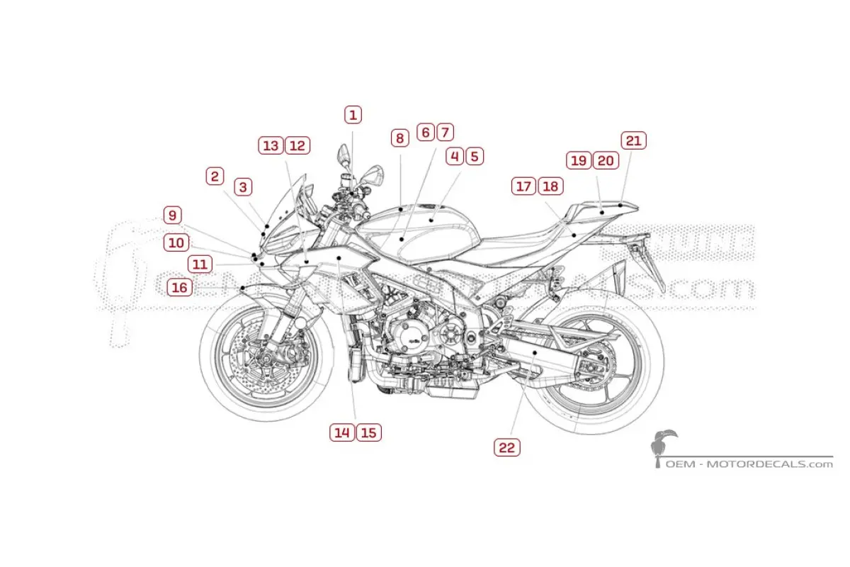 Aufkleber für Aprilia TUONO V4 1100 2025 • Aprilia OEM-Aufkleber