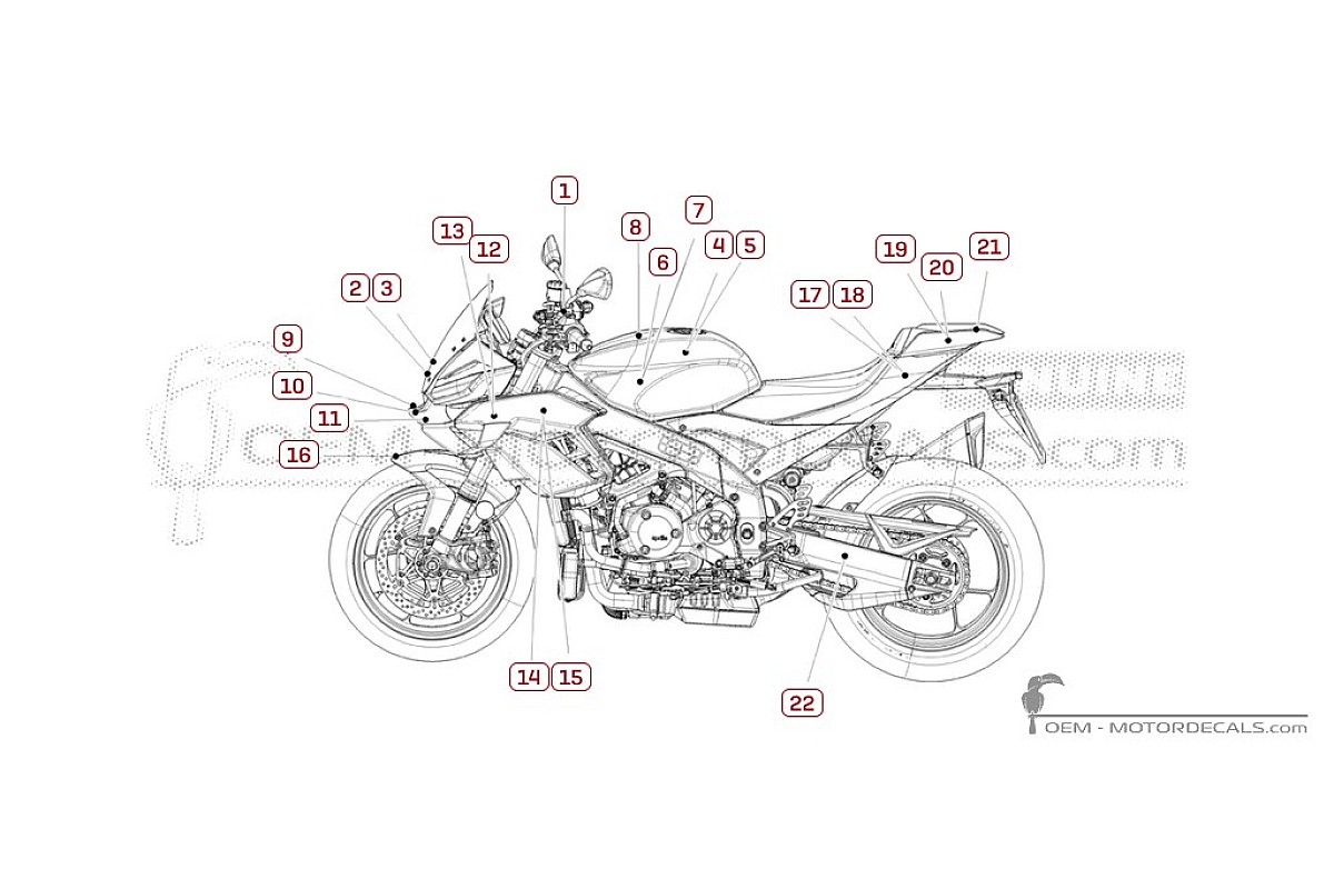 Decals for Aprilia TUONO V4 1100 2025 • Aprilia OEM Decals