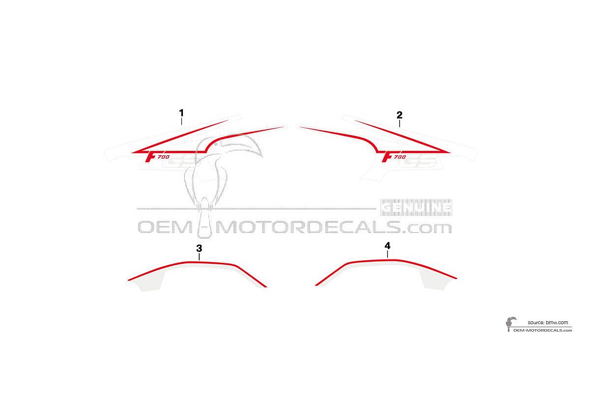 Adesivi per BMW F700GS 2015 - Nero Rosso • BMW Adesivi OEM
