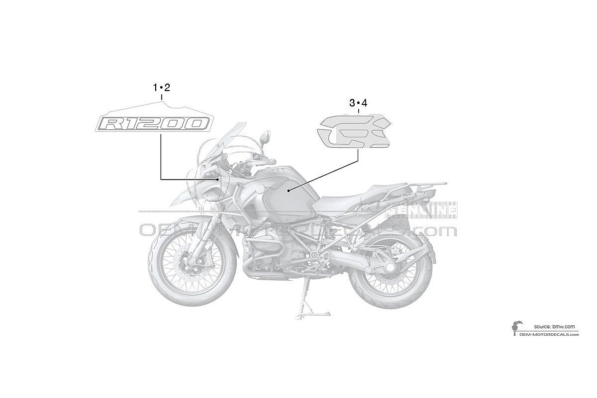 Adesivi per BMW R1200GS Adventure 2017 - Blu Bianco • BMW Adesivi OEM