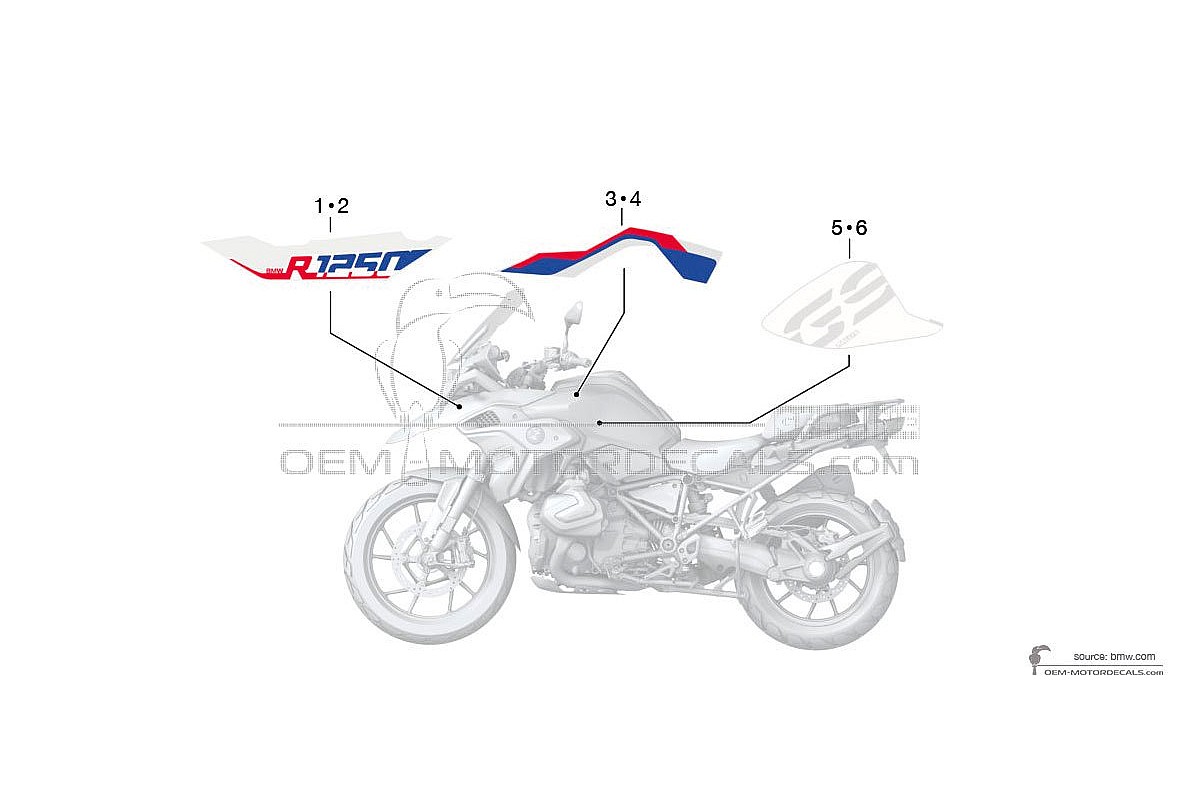 Adesivi per BMW R1250GS 2022 - Blu Bianco • BMW Adesivi OEM