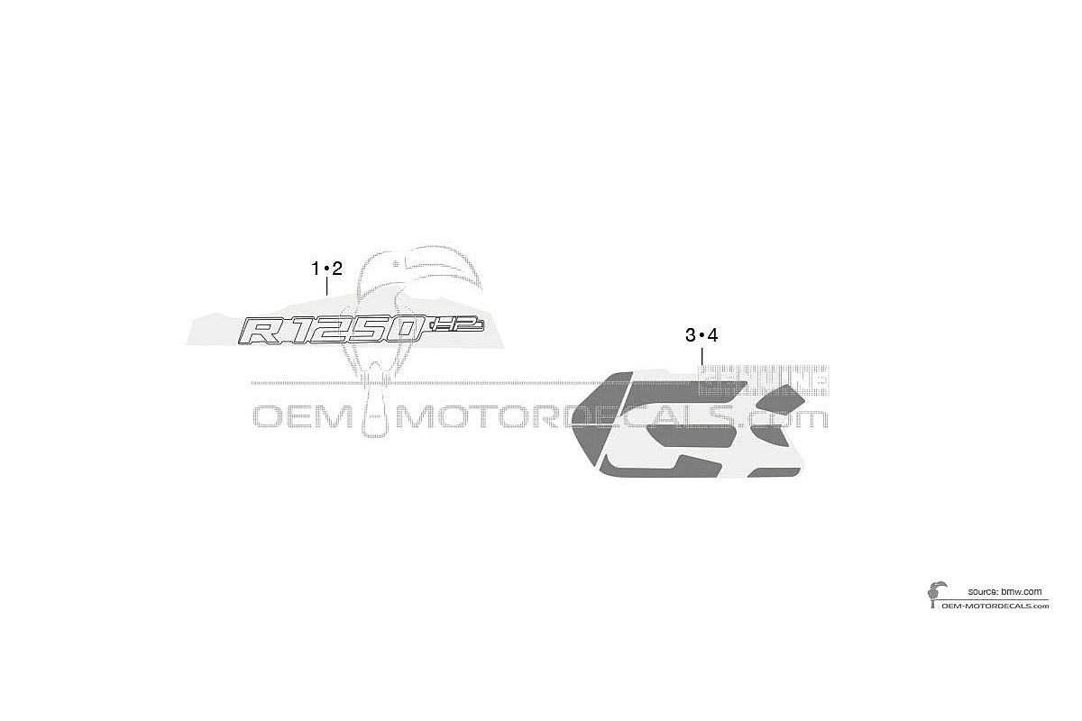 Stickers voor BMW R1250GS Adventure 2020 - Blauw Wit • BMW OEM Stickers