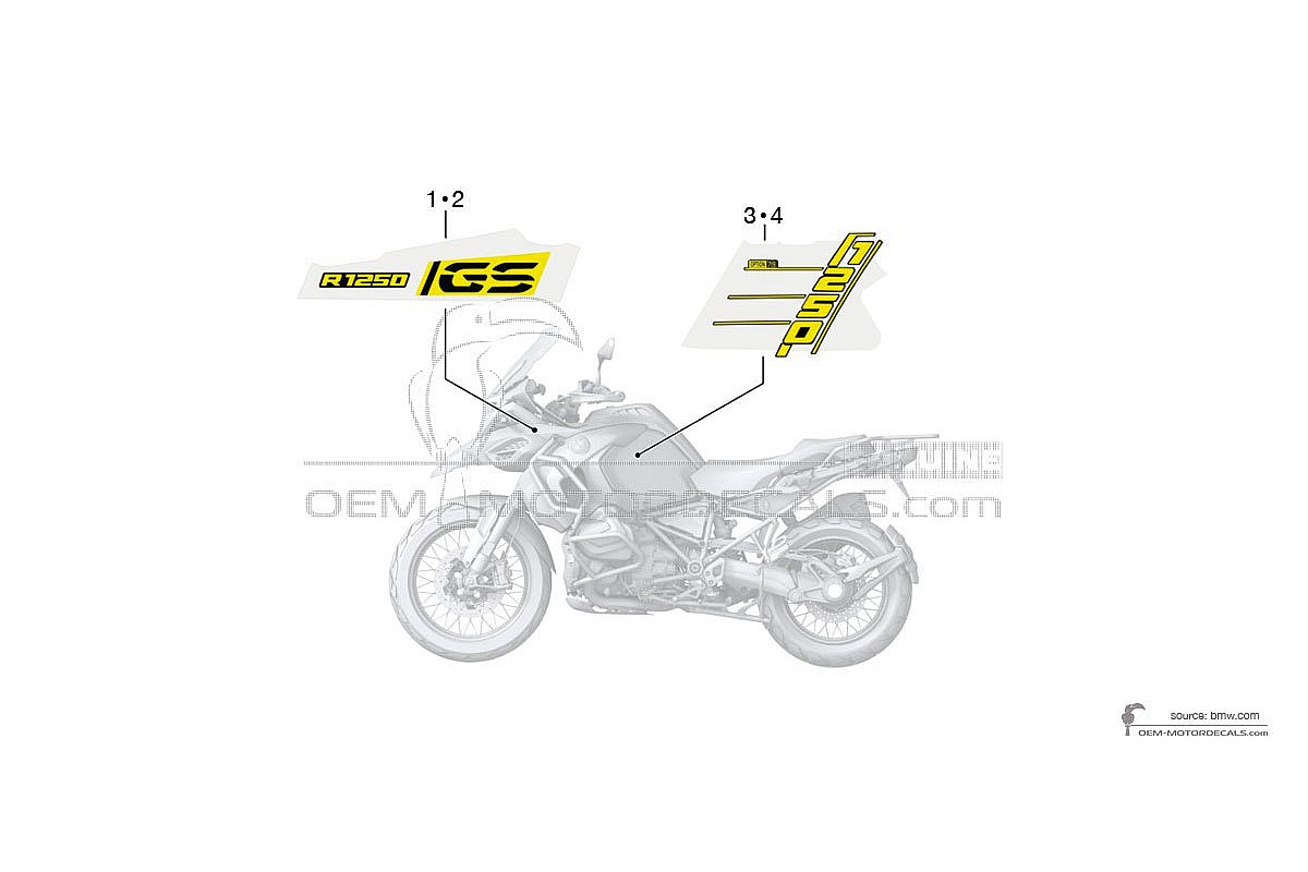 Stickers voor BMW R1250GS Adventure 2021 - Geel • BMW OEM Stickers