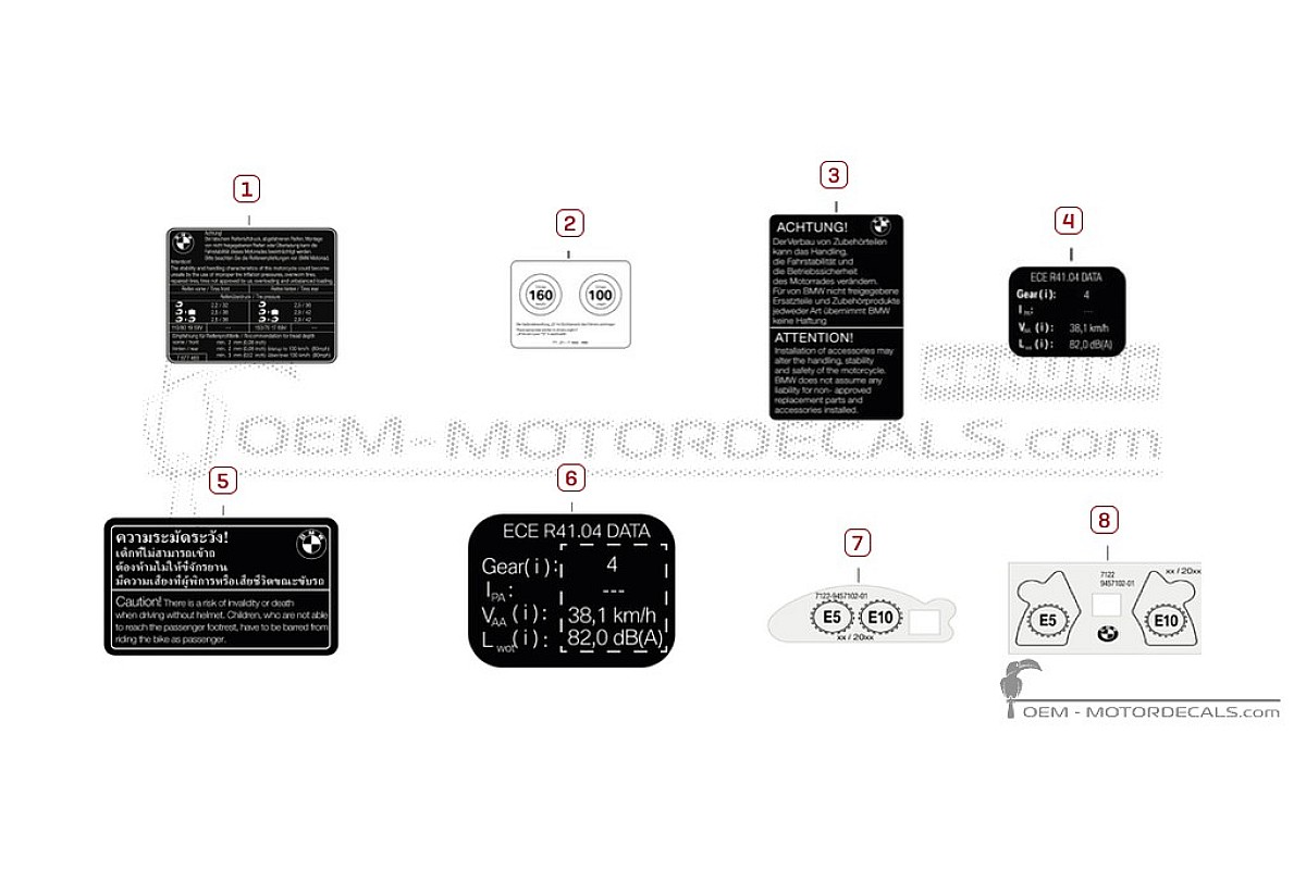 Adesivi per Etichette di avvertenza • BMW Adesivi OEM