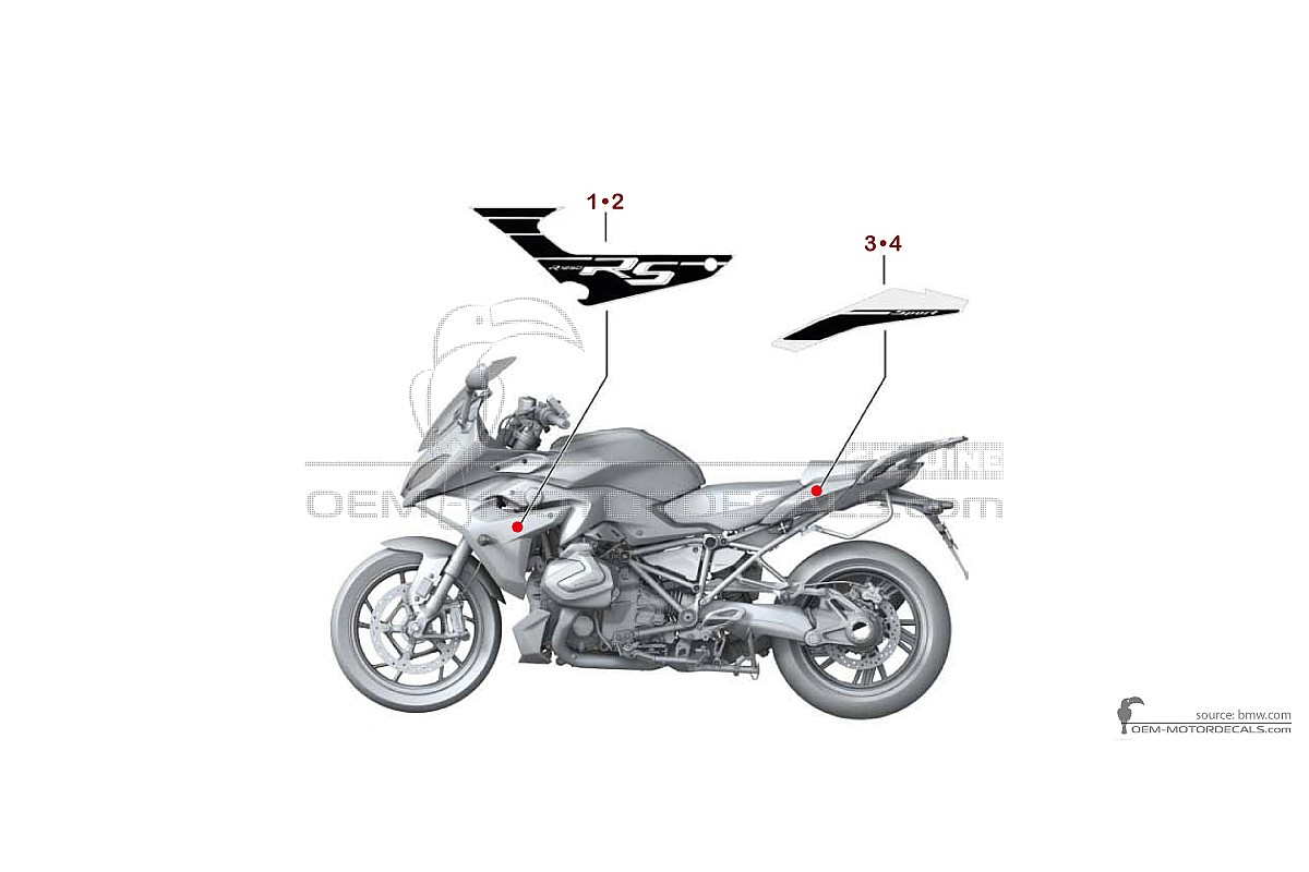 Autocollants pour BMW R1250RS 2019 - Jaune • BMW Autocollants OEM