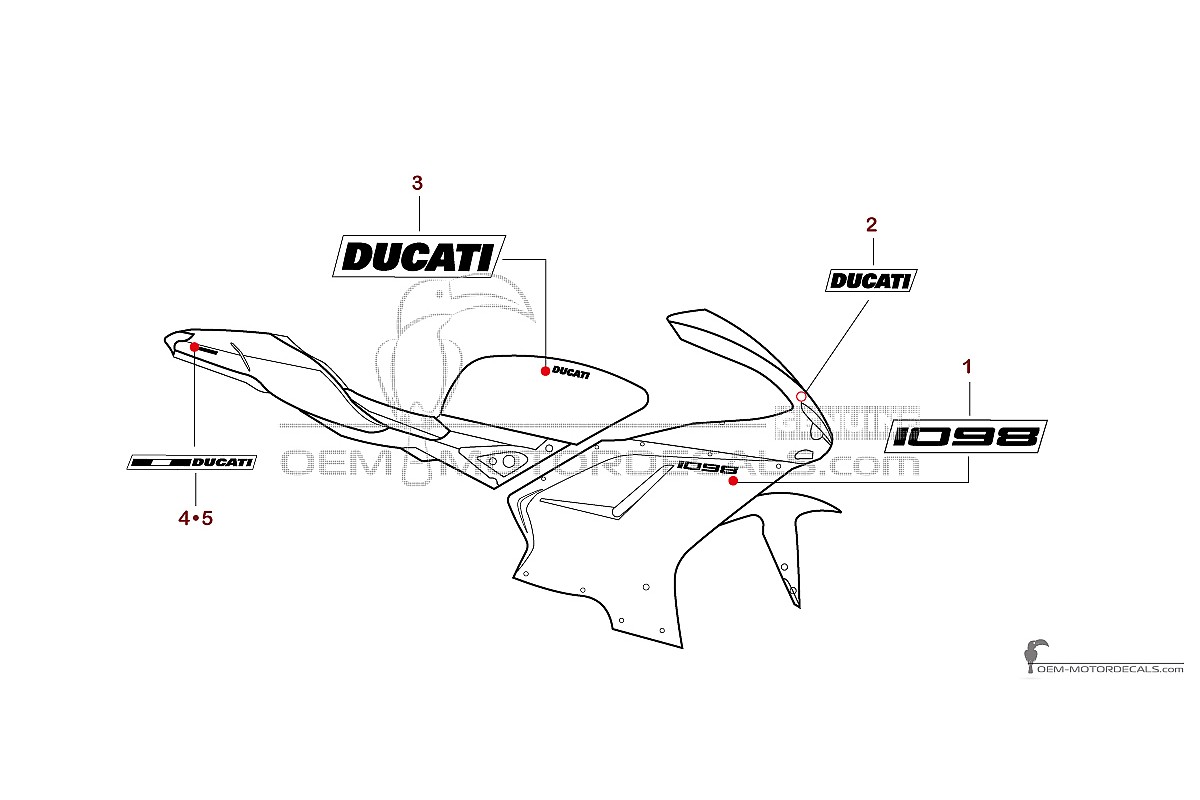 Pegatinas para Ducati 1098 2007 - Amarillo • Ducati Pegatinas OEM