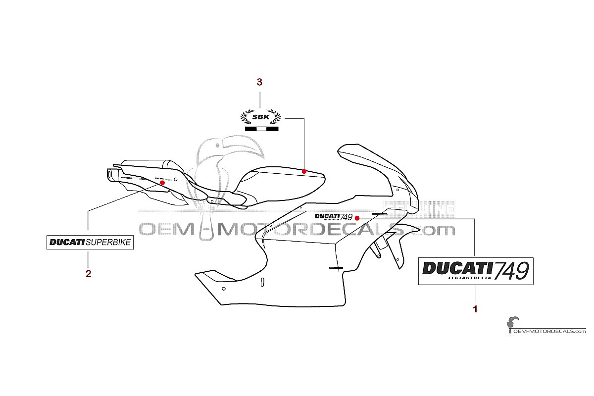 Adesivi per Ducati 749 2006 - Rosso • Ducati Adesivi OEM