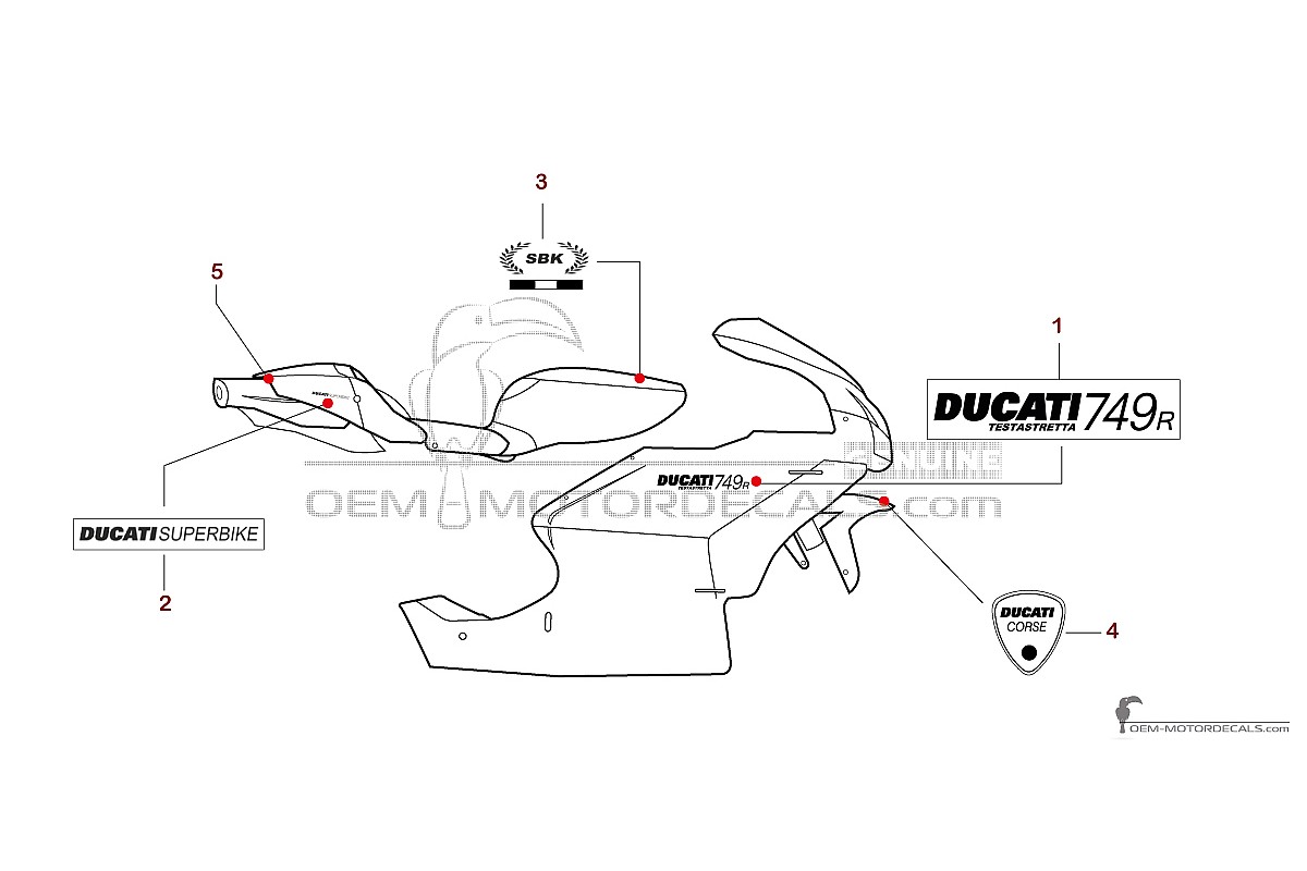 Aufkleber für Ducati 749R 2004 - Rot • Ducati OEM-Aufkleber
