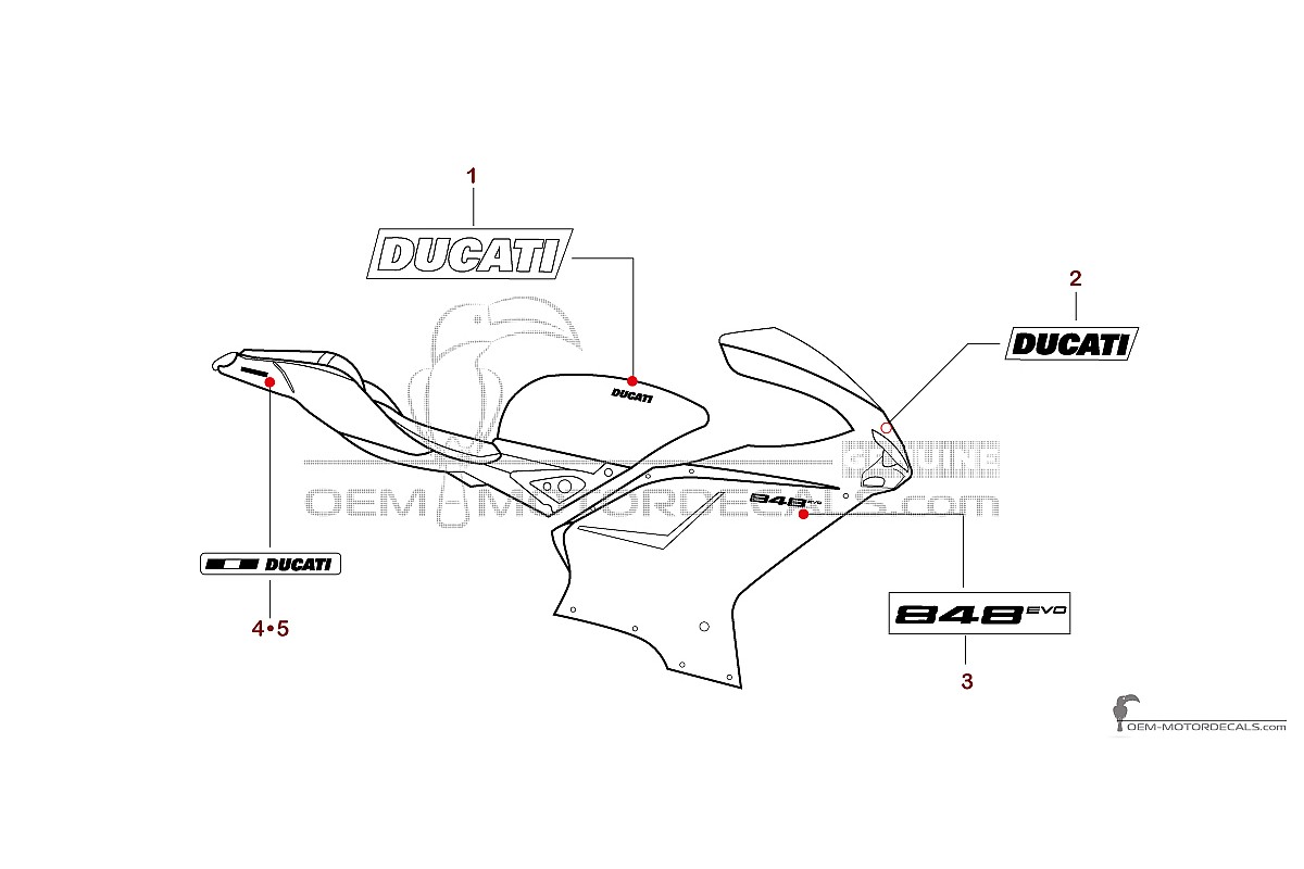 Decals for Ducati 848 EVO 2013 - Dark gray • Ducati OEM Decals