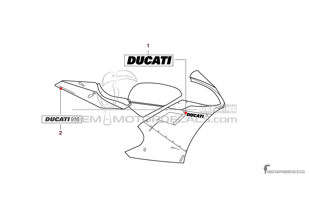 Aufkleber für Ducati 916 1998 - Gelb • Ducati OEM-Aufkleber