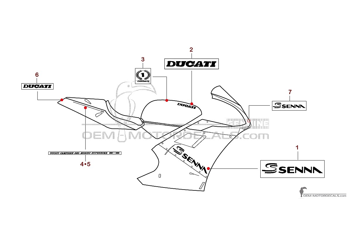 Pegatinas para Ducati 916 SENNA 1997 - Plata • Ducati Pegatinas OEM