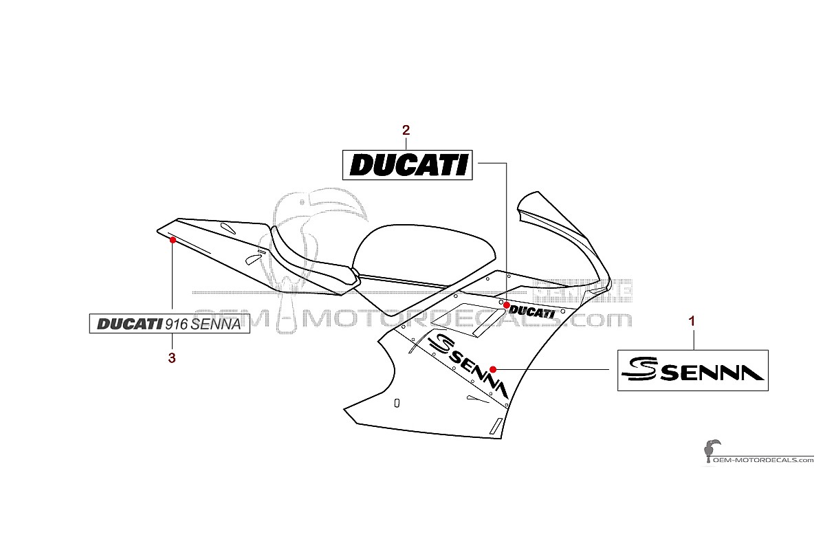 Autocollants pour Ducati 916 SENNA 1998 - Noir • Ducati Autocollants OEM