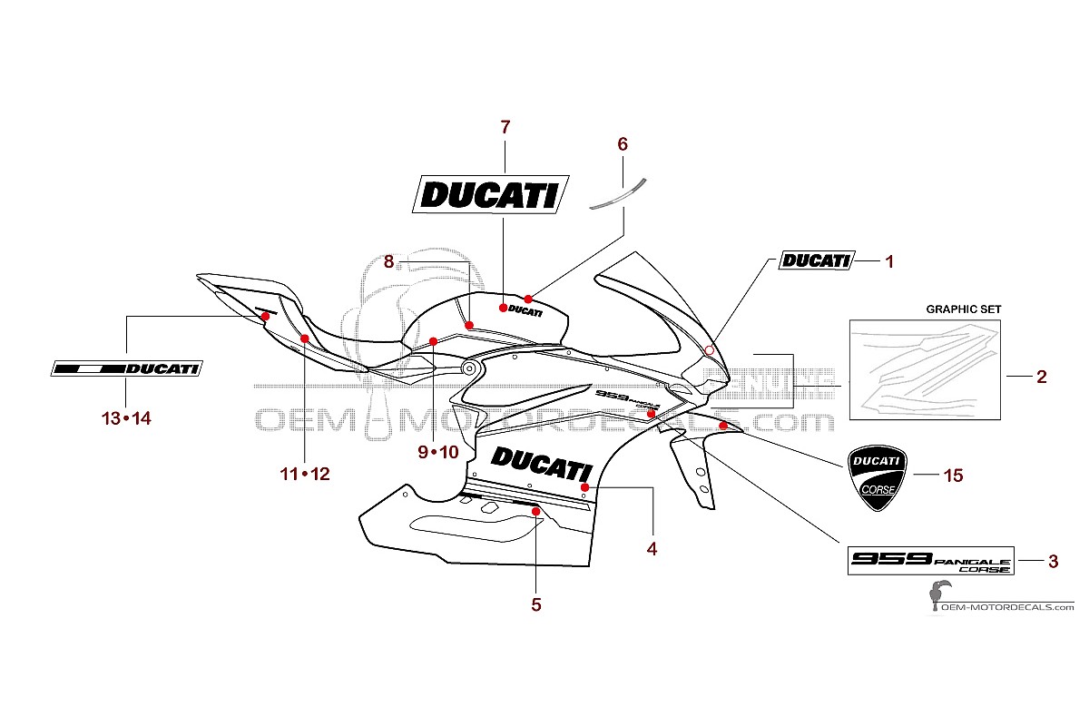 Aufkleber für Ducati 959 PANIGALE 2018 - Rot • Ducati OEM-Aufkleber