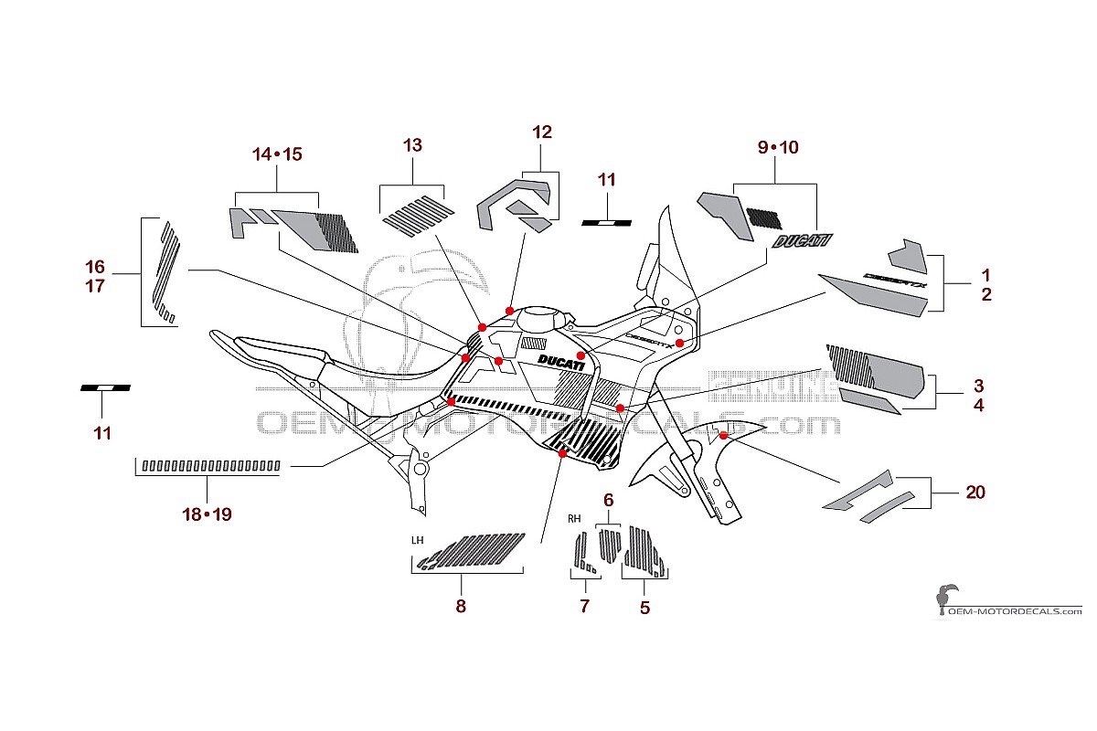 Adesivi per Ducati DESERTX 2023 - Grigio • Ducati Adesivi OEM