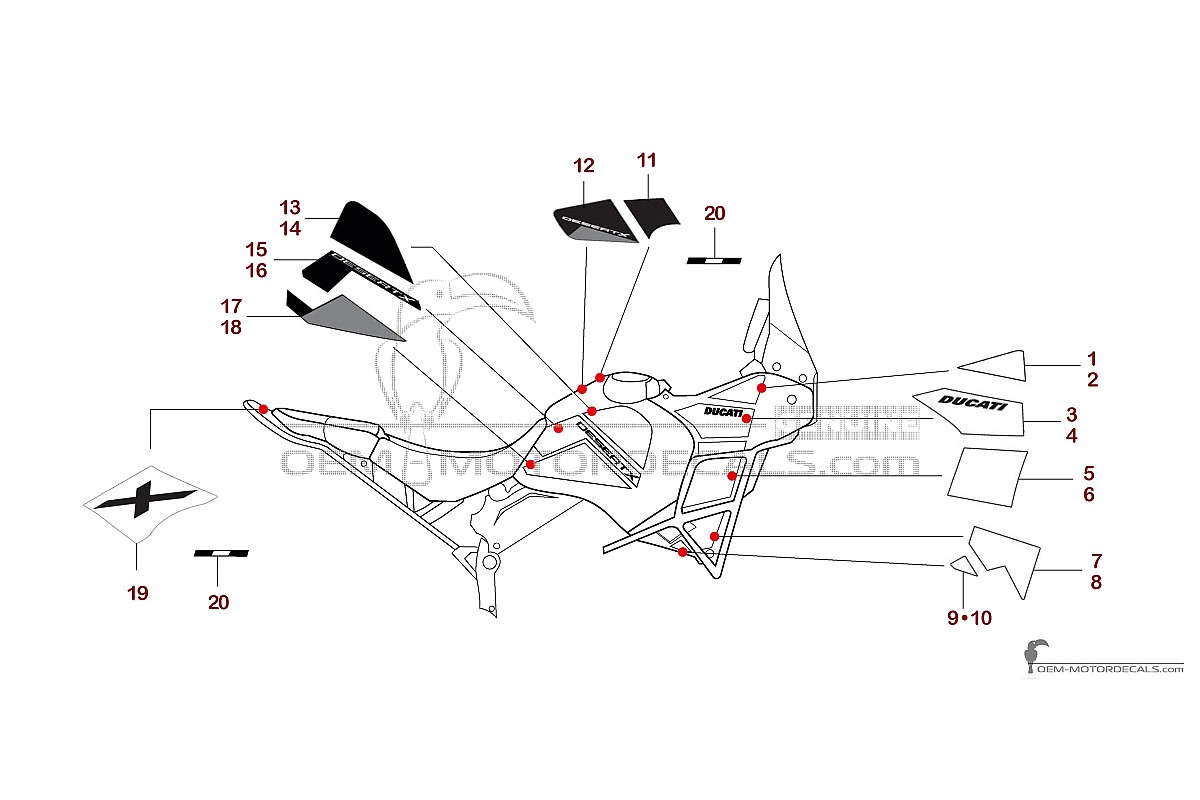 Aufkleber für Ducati DESERTX 2025 Discovery - Schwarz • Ducati OEM-Aufkleber