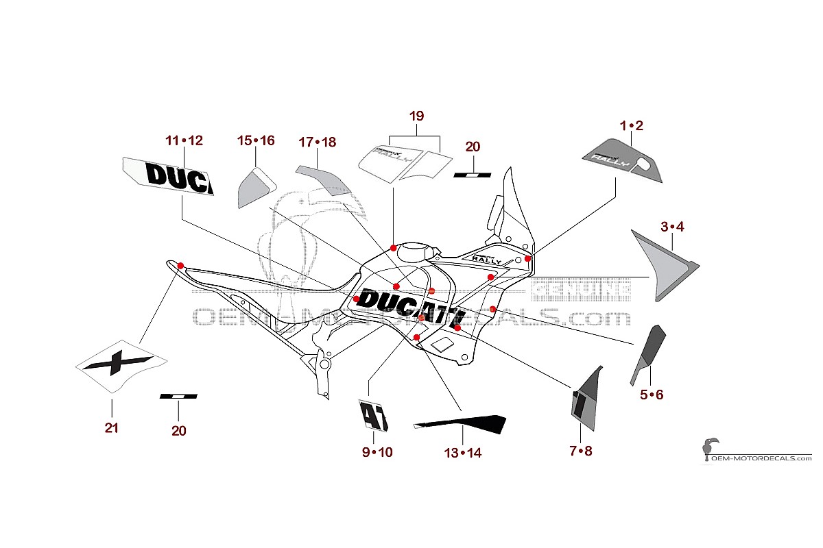 Pegatinas para Ducati DESERTX 2025 Rally - Blanco • Ducati Pegatinas OEM