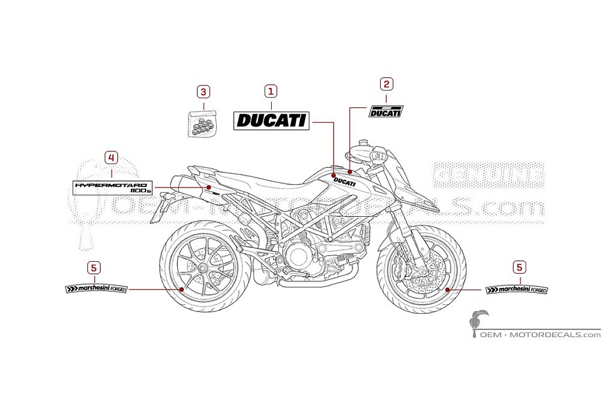 Decals for Ducati HYPERMOTARD 1100 S 2009 • Ducati OEM Decals