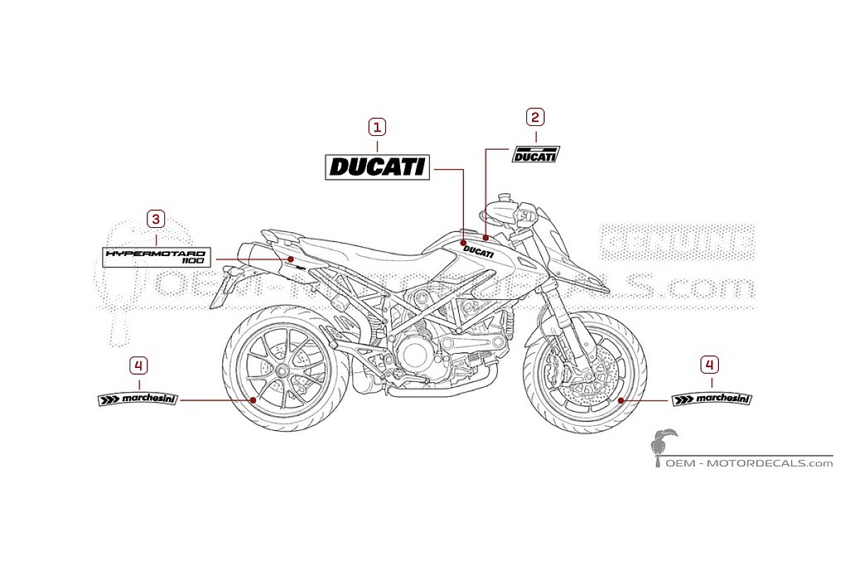 Autocollants pour Ducati HYPERMOTARD 1100 2009 • Ducati Autocollants OEM