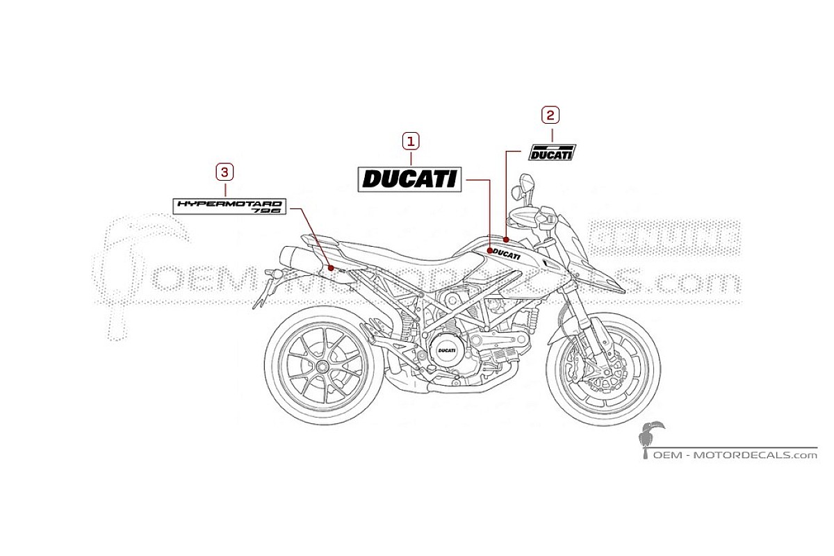 Autocollants pour Ducati HYPERMOTARD 796 2012 • Ducati Autocollants OEM
