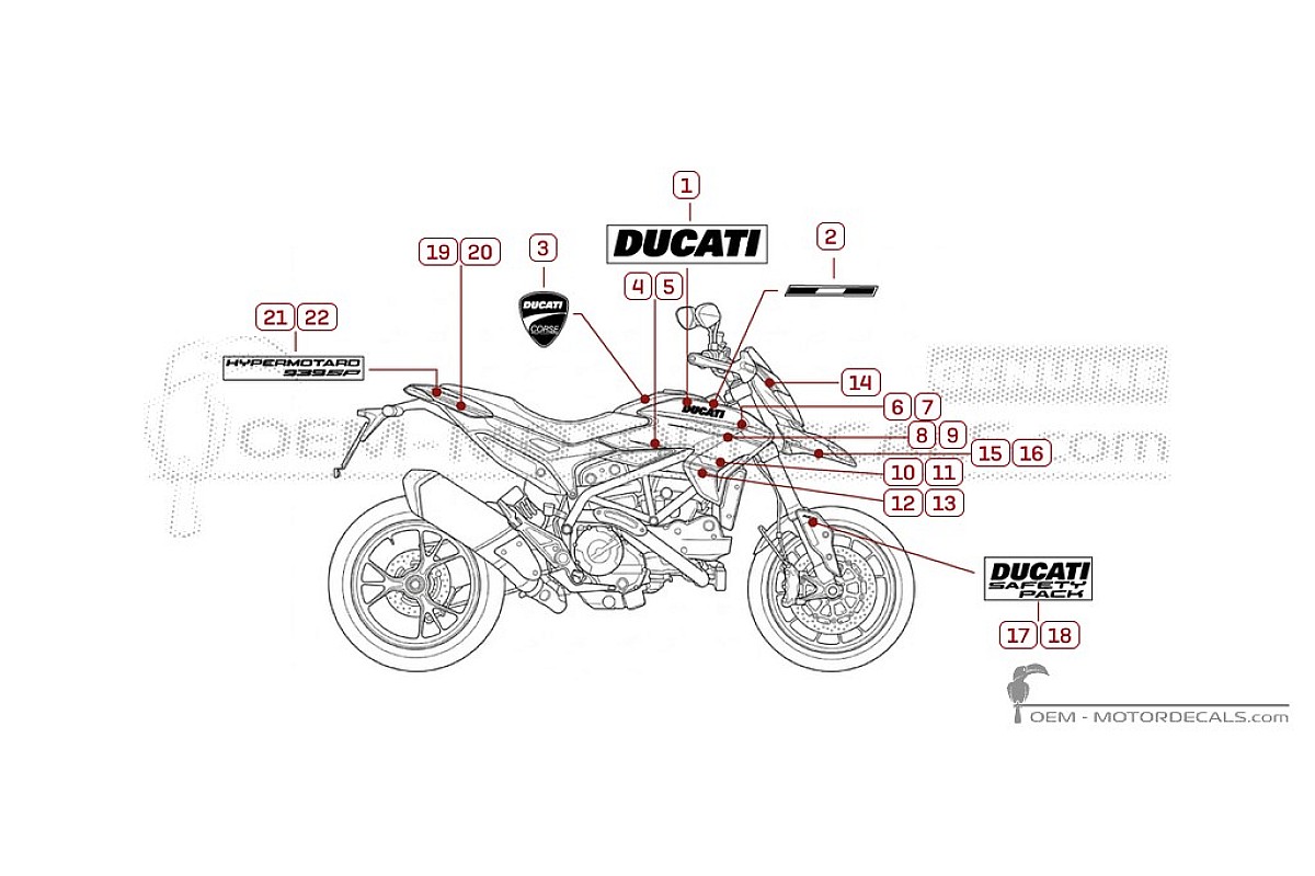 Decals for Ducati HYPERMOTARD 821 SP 2014 • Ducati OEM Decals