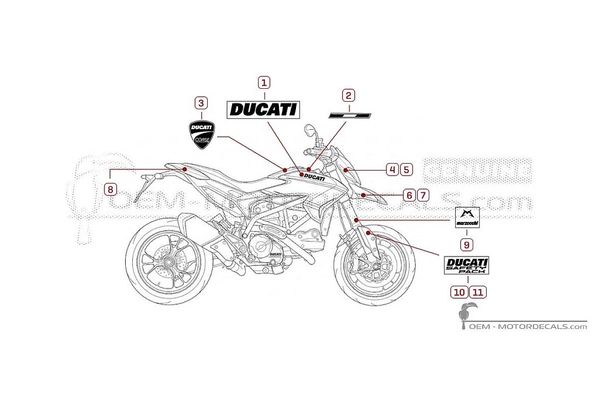 Decals for Ducati HYPERMOTARD 821 SP 2015 • Ducati OEM Decals