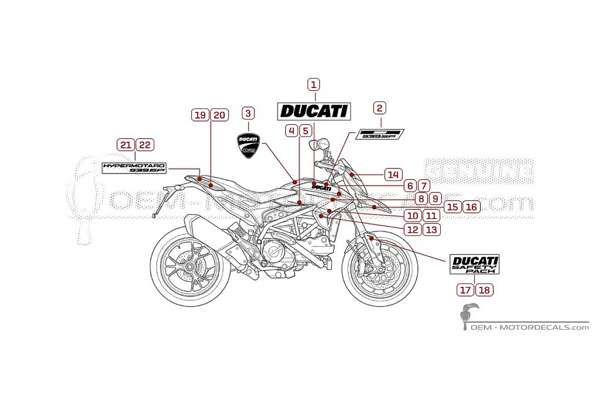 Decals for Ducati HYPERMOTARD 939 SP 2017 • Ducati OEM Decals