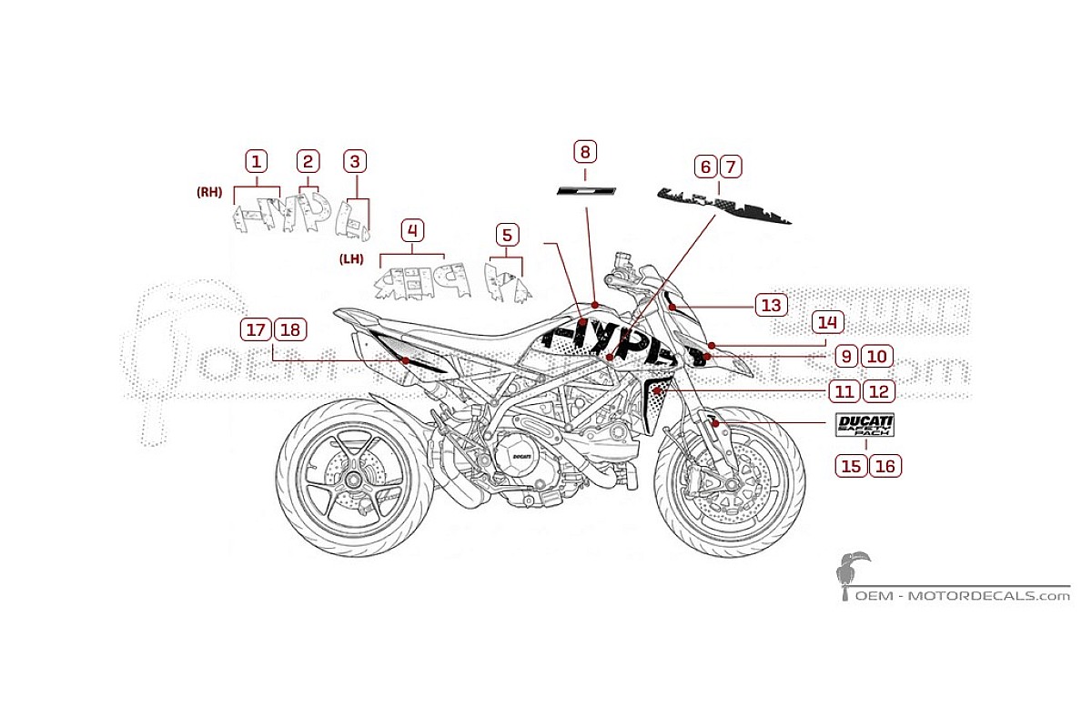 Decals for Ducati HYPERMOTARD 950 RVE 2021 • Ducati OEM Decals