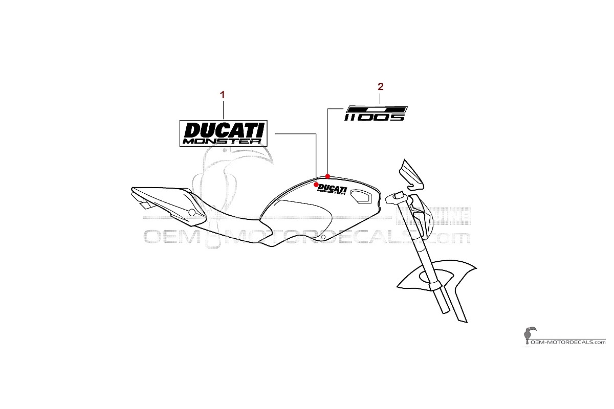 Naklejki do Ducati MONSTER 1100 S 2009 - Biały • Ducati Naklejki OEM