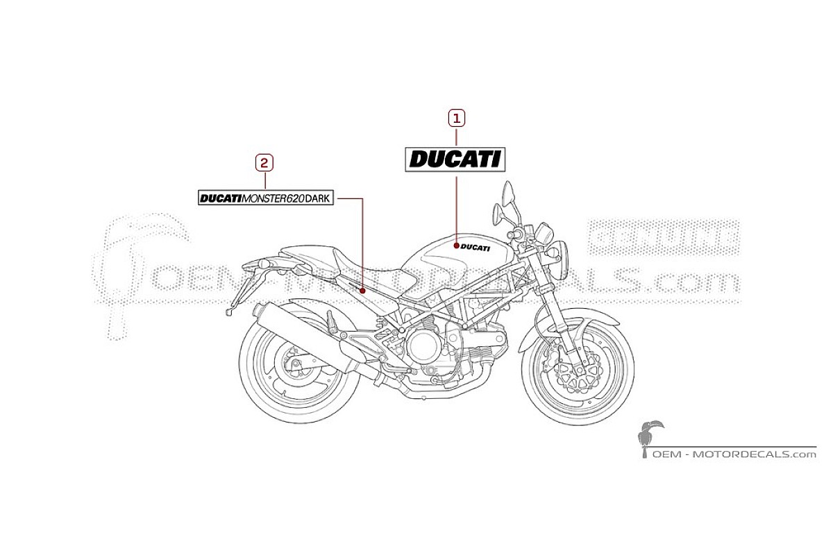Autocollants pour Ducati MONSTER 620 Dark 2005 • Ducati Autocollants OEM