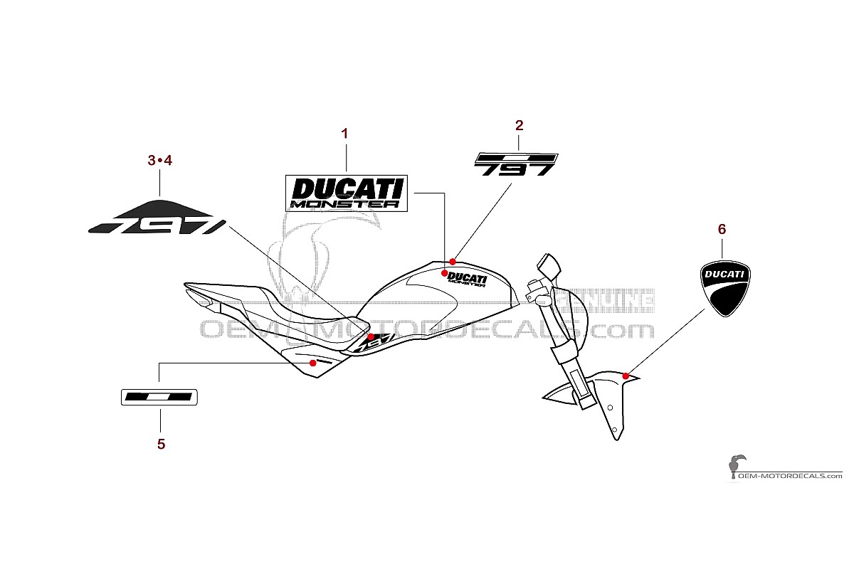 Decals for Ducati MONSTER 797 2020 - White • Ducati OEM Decals